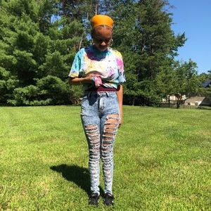 Vintage M. I. U. High-waist Distressed Jeans